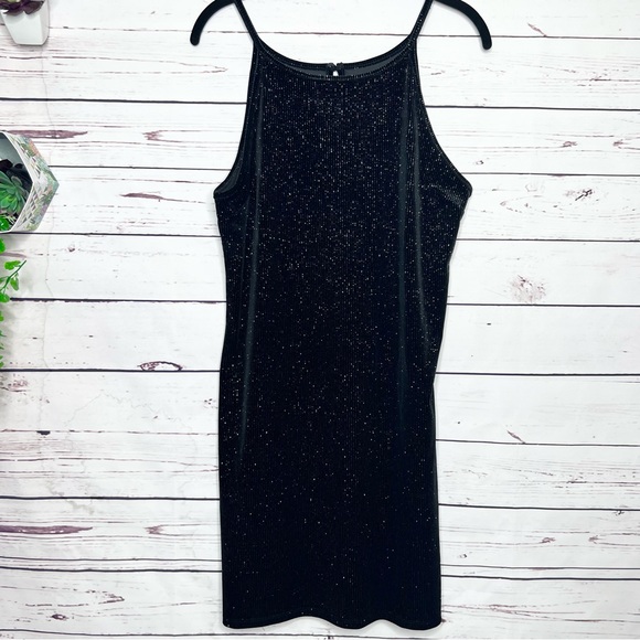 Wild Fable Black Rainbow Glitter Sleeveless Mini Dress Size Large - Picture 3 of 9
